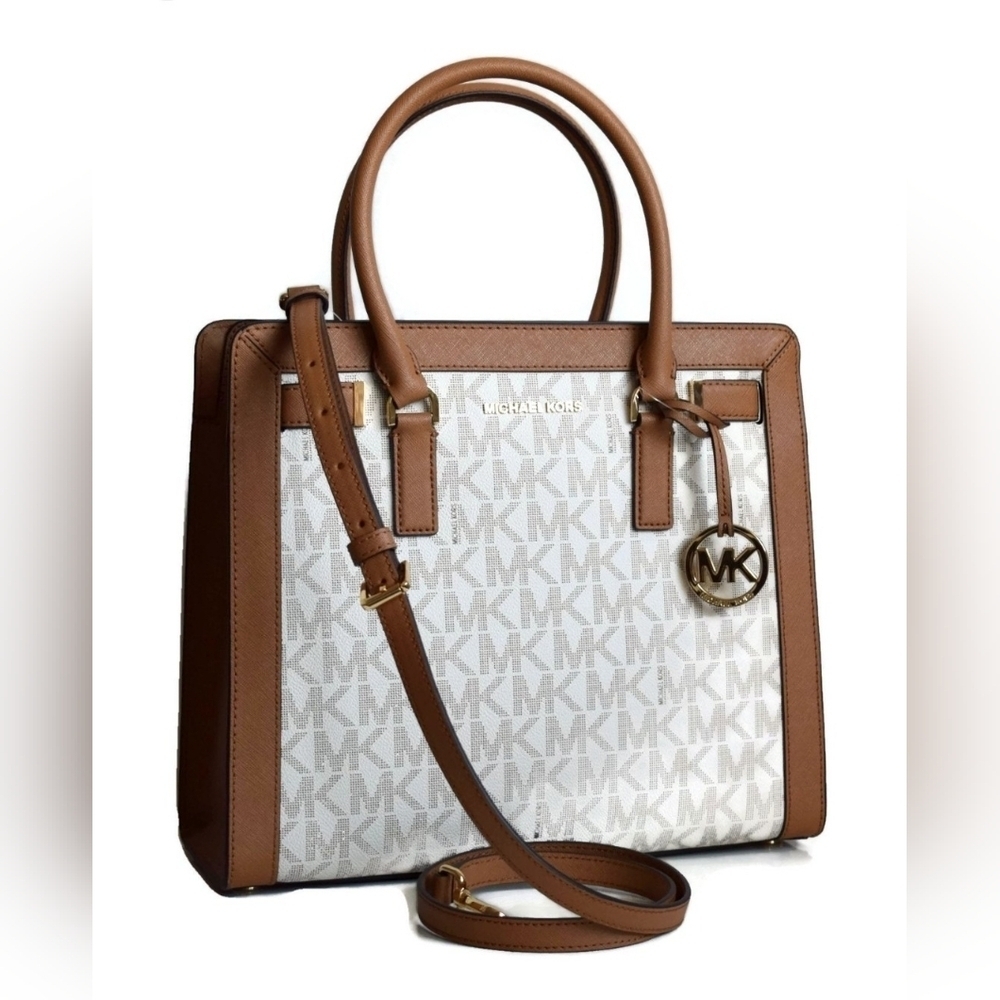 Michael Kors Dillon Satchel Vanilla & Acorn Signature